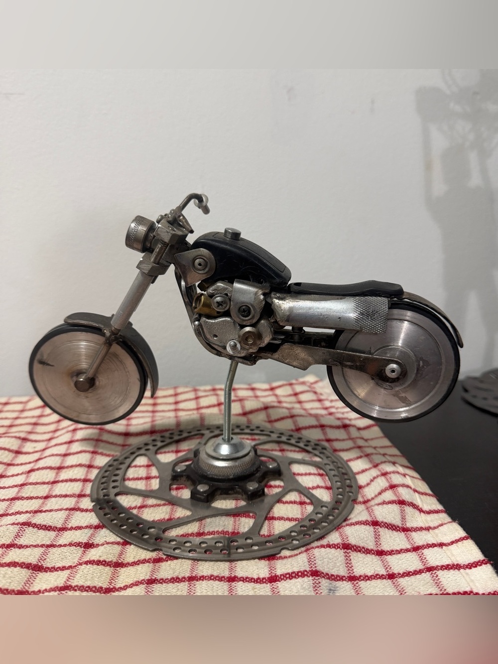 Metal Motorcycle Table Sculpture